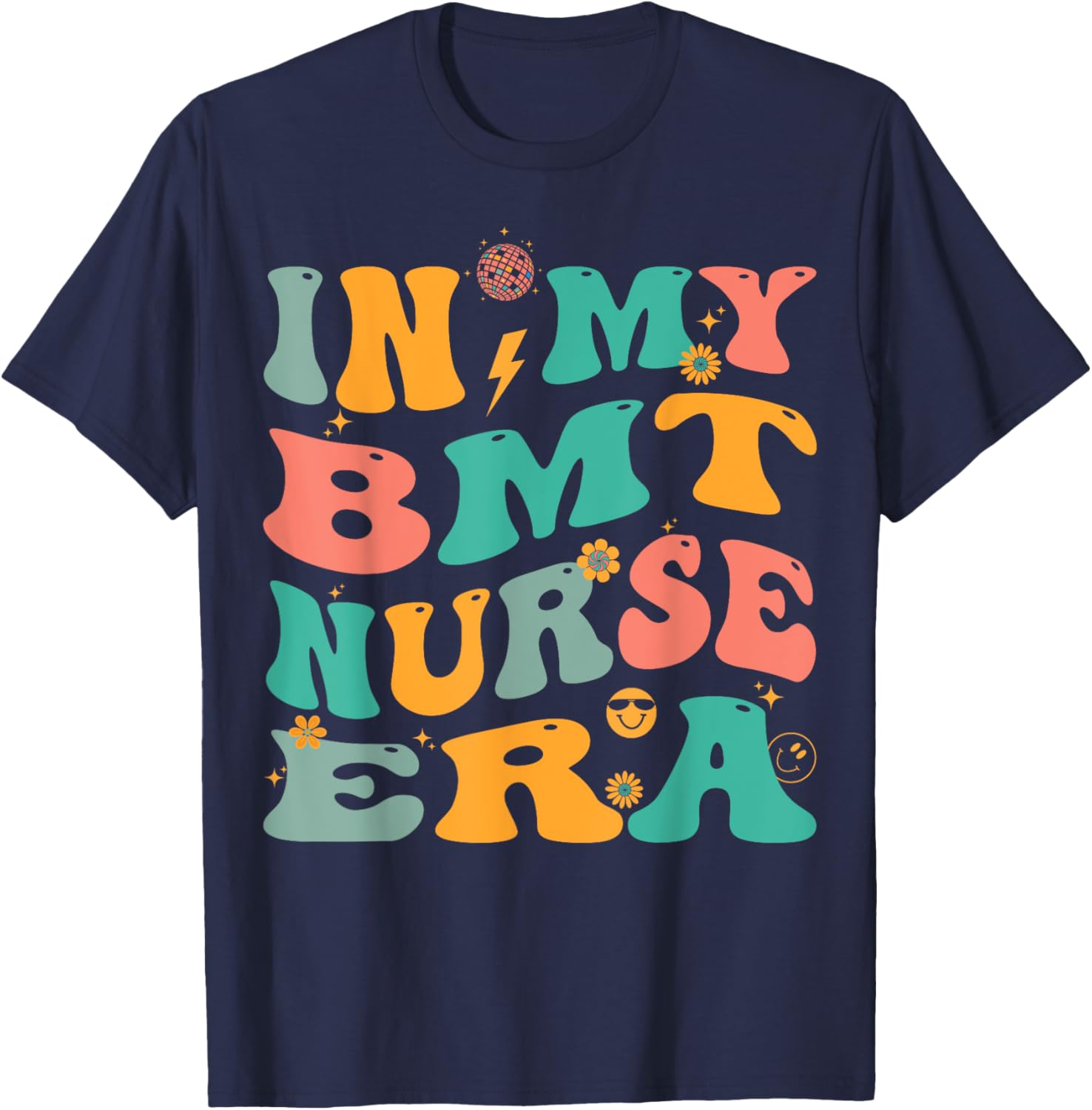 In My BMT Nurse Era Retro BMT Nursing T-Shirt - T-Shirt | Navy