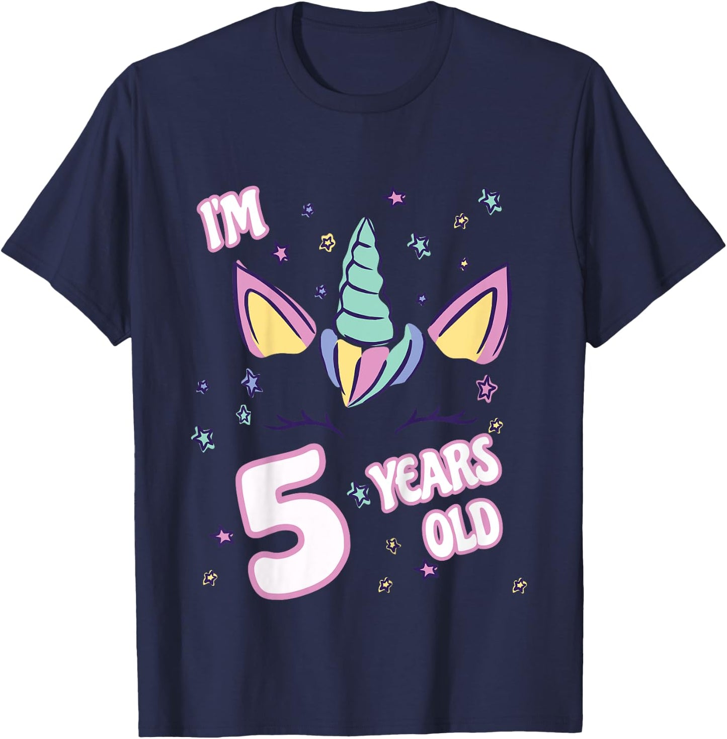 Unicorn 5th birthday i'm 5 years old girl unicorn design T-Shirt - T-Shirt | Navy