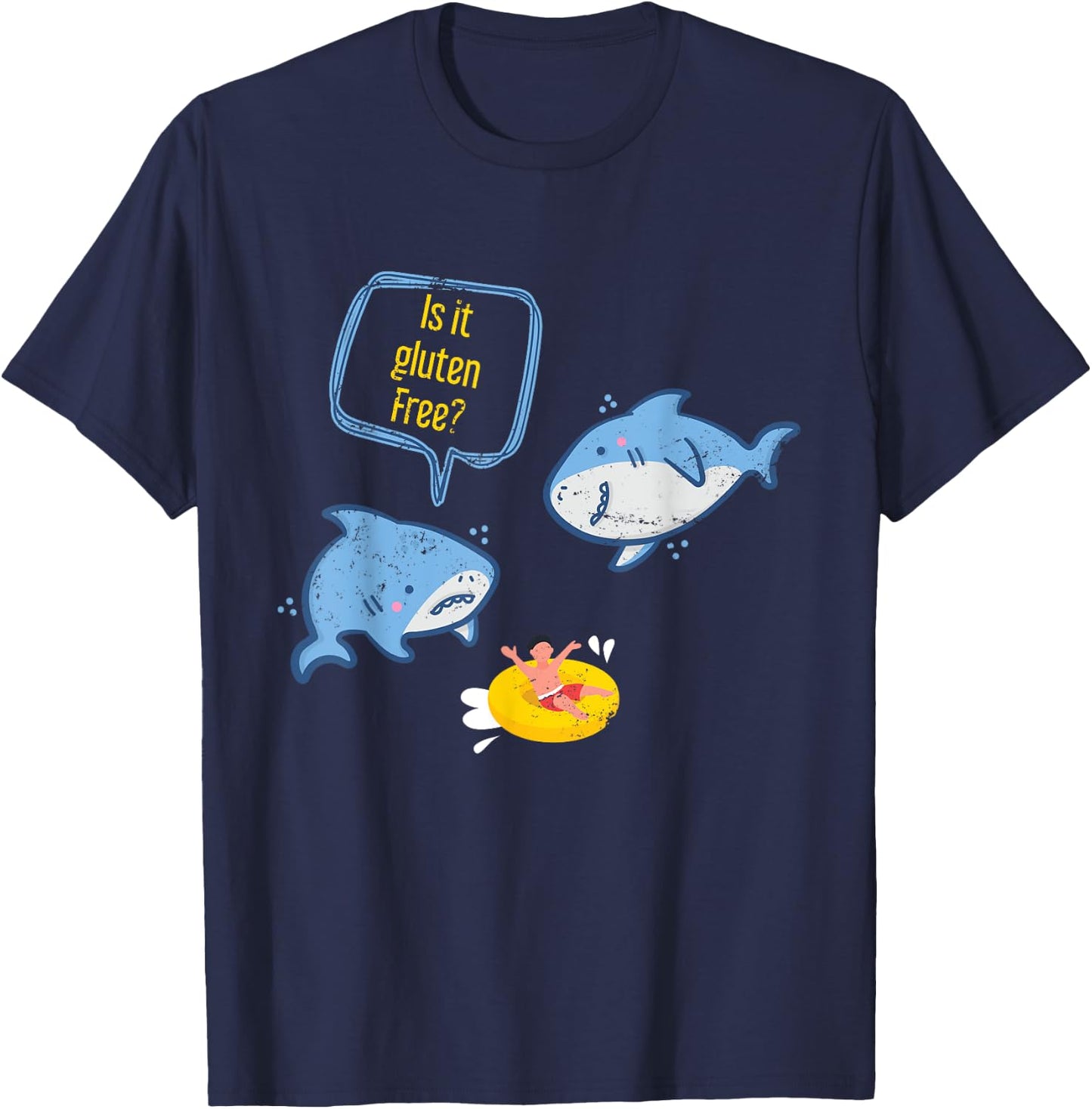 Funny Shark Is It Gluten Free T-Shirt - T-Shirt | Navy