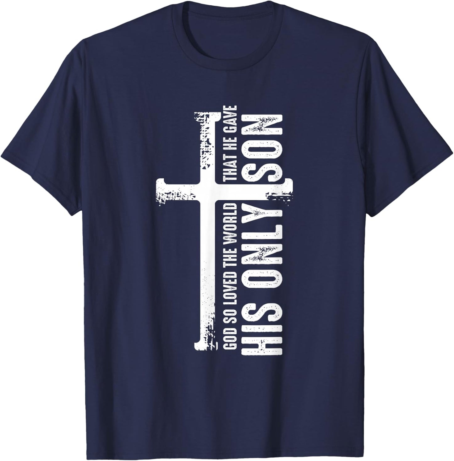 Christian Cross Bible Verse Scripture Faith T-Shirt - T-Shirt | Navy