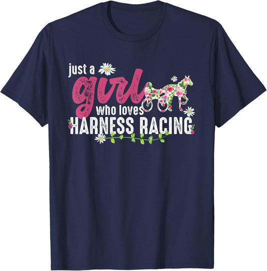 Just A Girl Who Loves Harness Racing - Harness Racer T-Shirt - T-Shirt | Navy