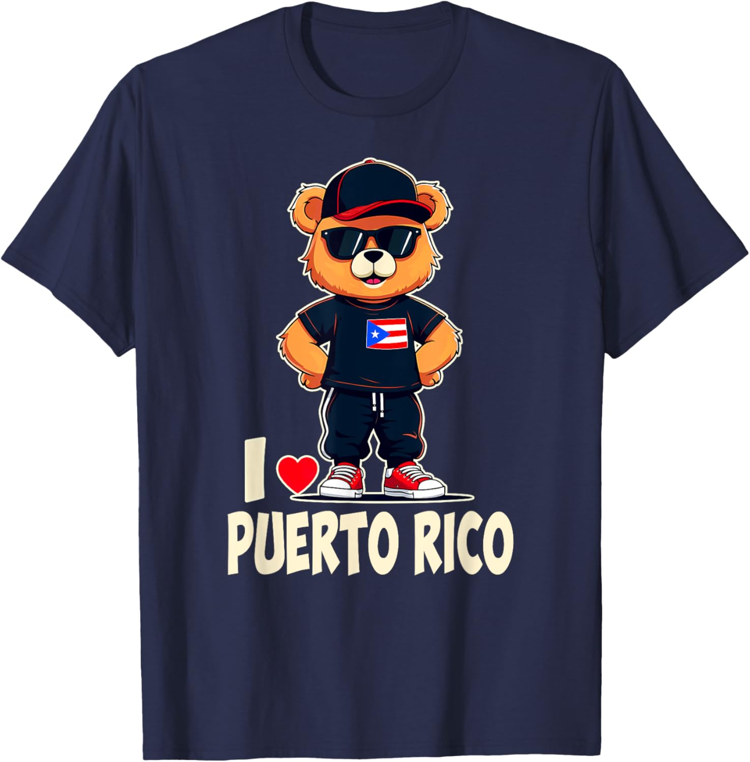 Puerto Rican Flag Teddy Bear I Love Puerto Rico T-Shirt - T-Shirt | Navy