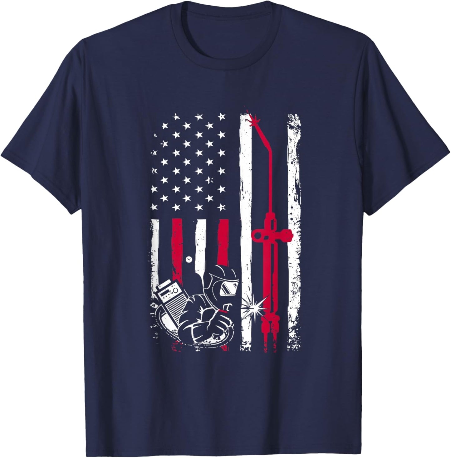 Patriot Welder Red Line American USA Flag Patriotic Welding T-Shirt - T-Shirt | Navy
