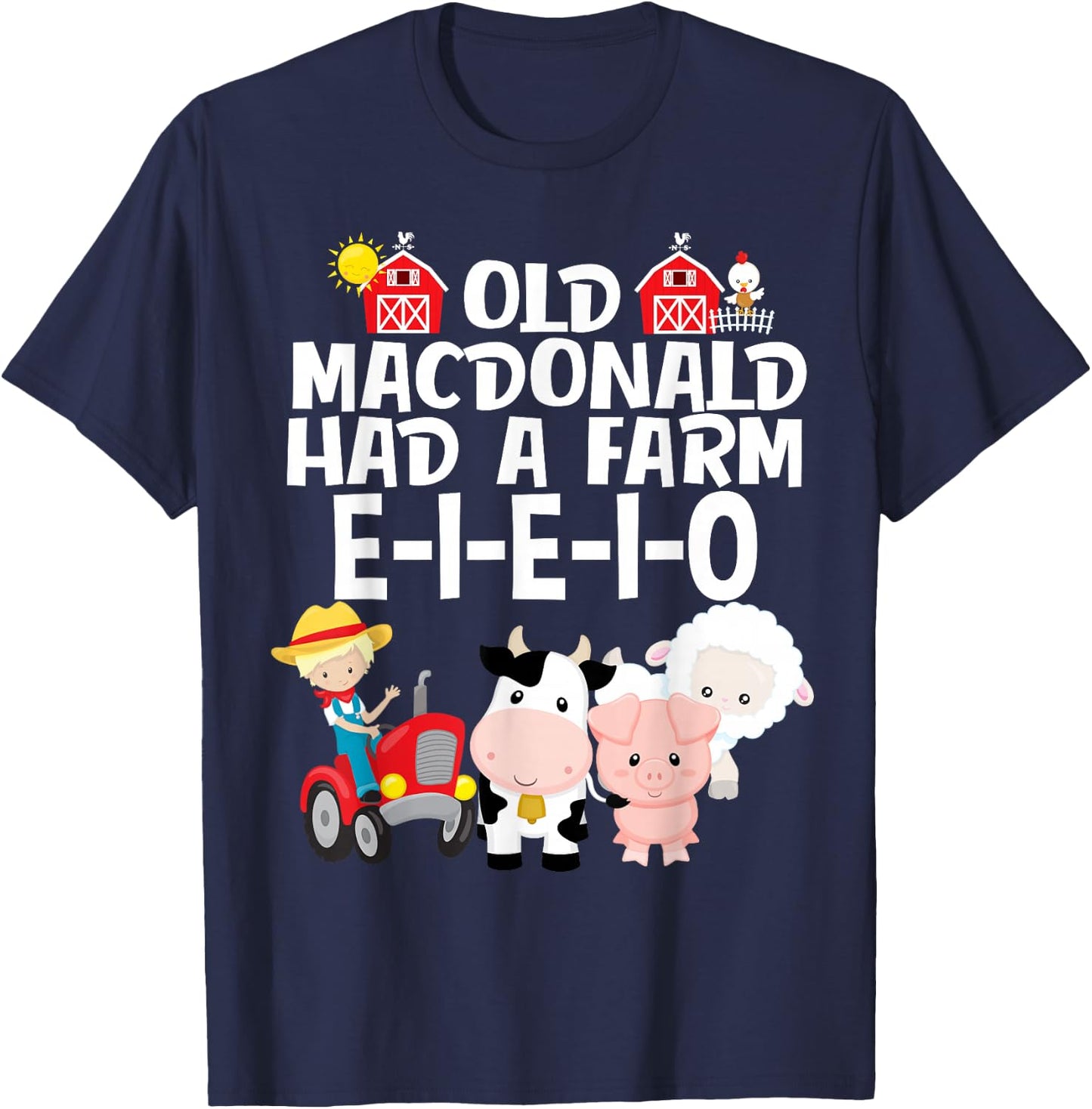 Nursery Rhyme Old MacDonald Had a Farm E-I-E-I-O T-Shirt - T-Shirt | Navy