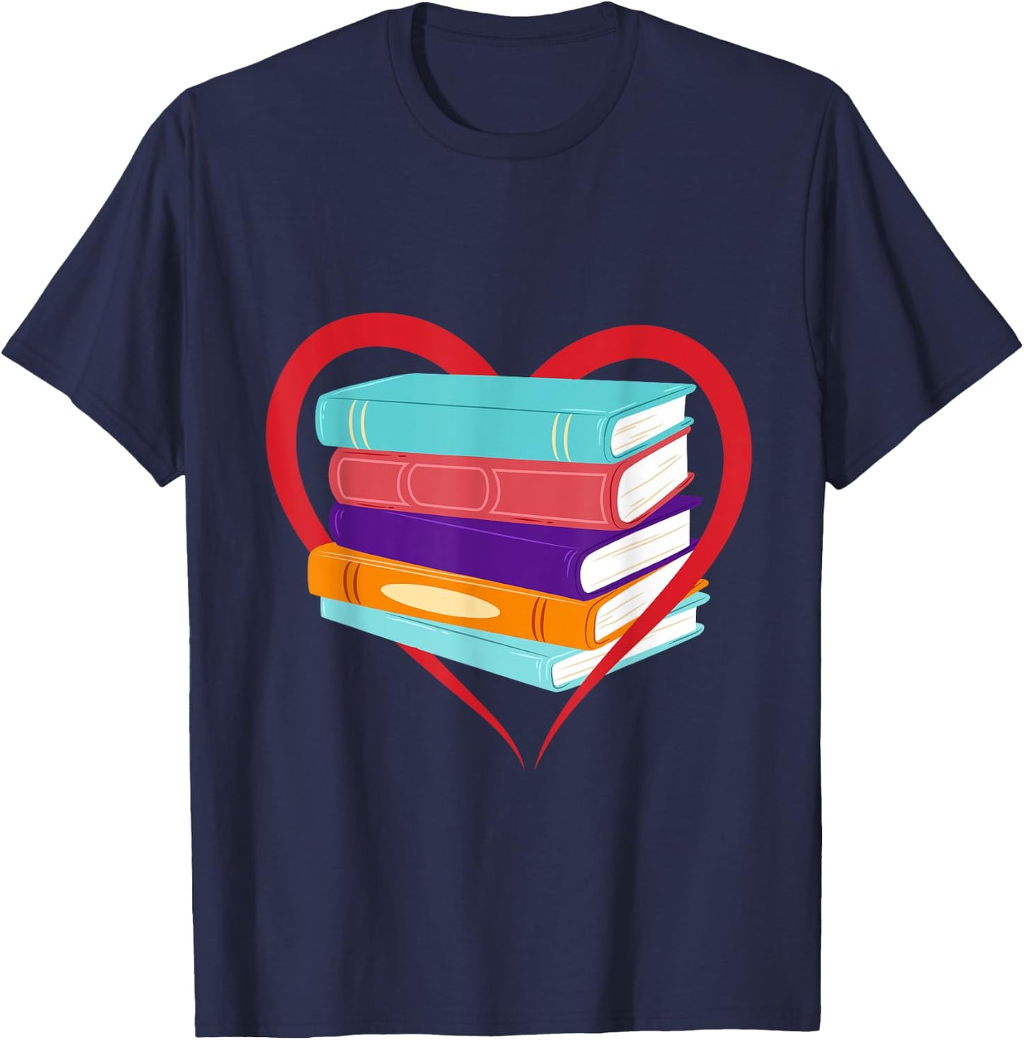 I Love Reading Book Heart Love Books Gift Library T-Shirt - T-Shirt | Navy