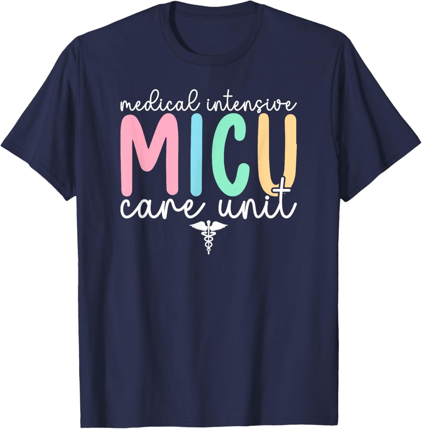 MICU Nurse Boho Medical Intensive Care Unit MICU Nursing T-Shirt - T-Shirt | Navy