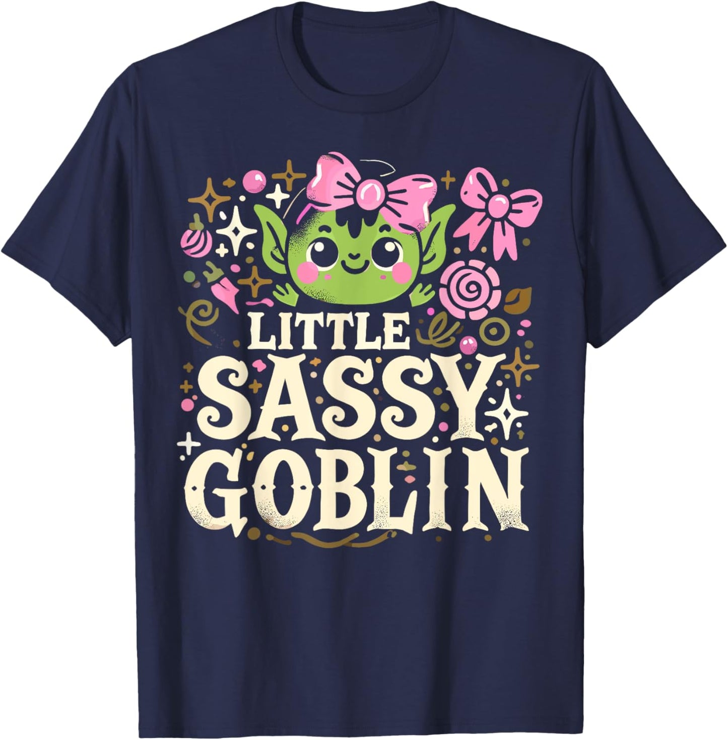Kids Little Sassy Goblin Goblin And Ghoul Halloween Decor T-Shirt - T-Shirt | Navy