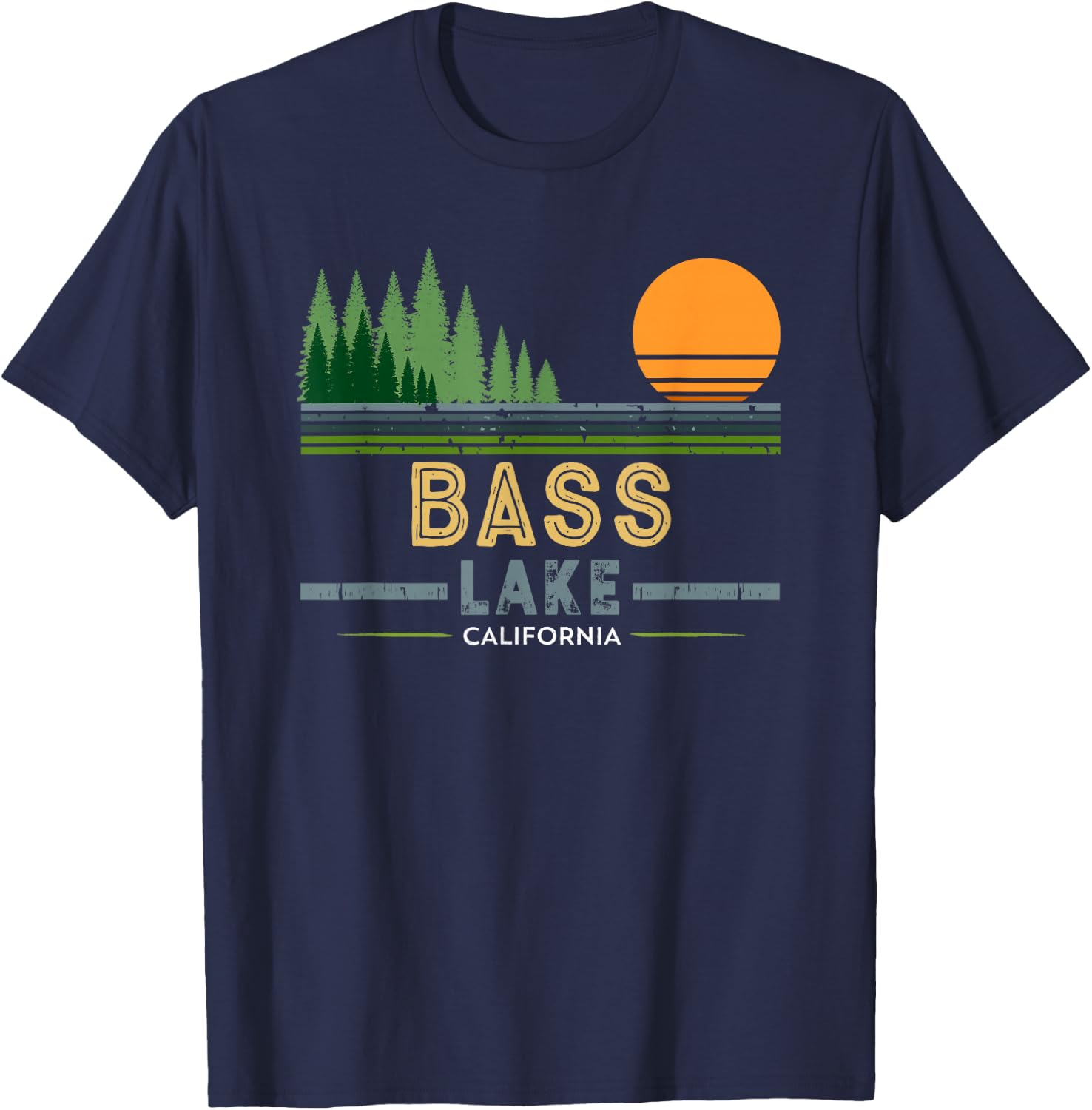 Vintage Bass Lake California T-Shirt - T-Shirt | Navy