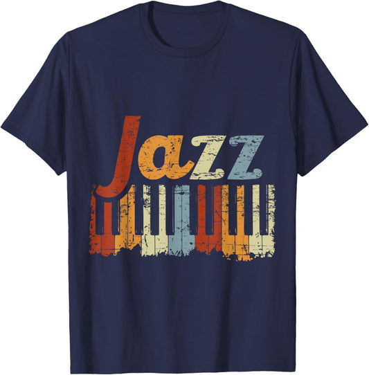 Vintage Piano Musical Instrument Jazz Piano Keys Piano T-Shirt - T-Shirt | Navy