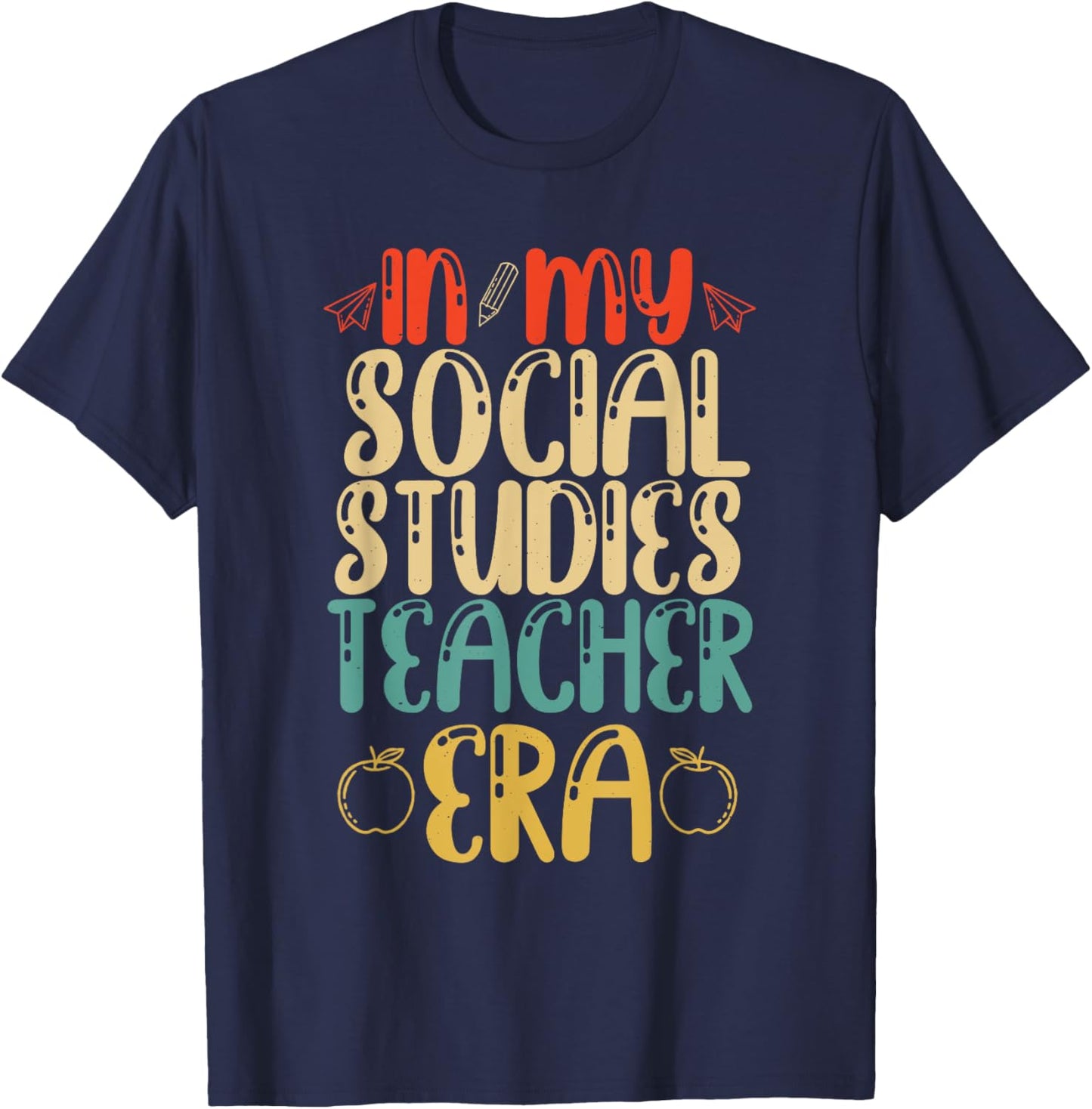 In My Social Studies Teachers Era Vintage Back To School T-Shirt - T-Shirt | Navy