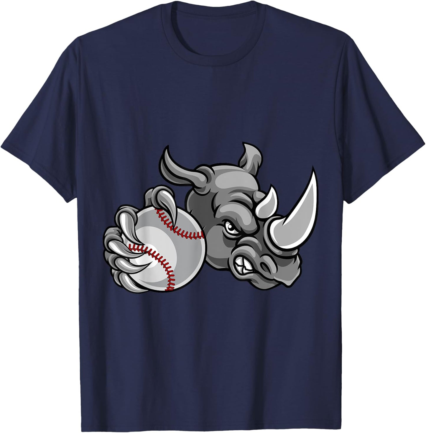 Rhino Baseball Ball Sports Mascot T-Shirt - T-Shirt | Navy