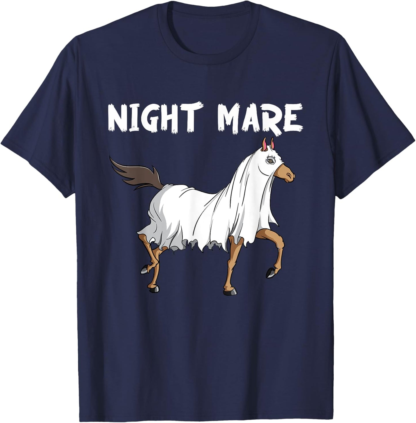 Horse Ghost Night Mare | Equestrian Horse Lover Halloween T-Shirt - T-Shirt | Navy