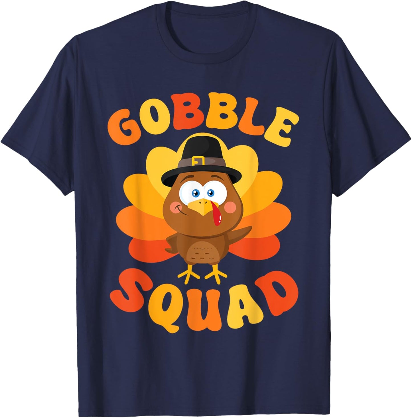 Gobble Squad Cute Turkey Thanksgiving T-Shirt - T-Shirt | Navy