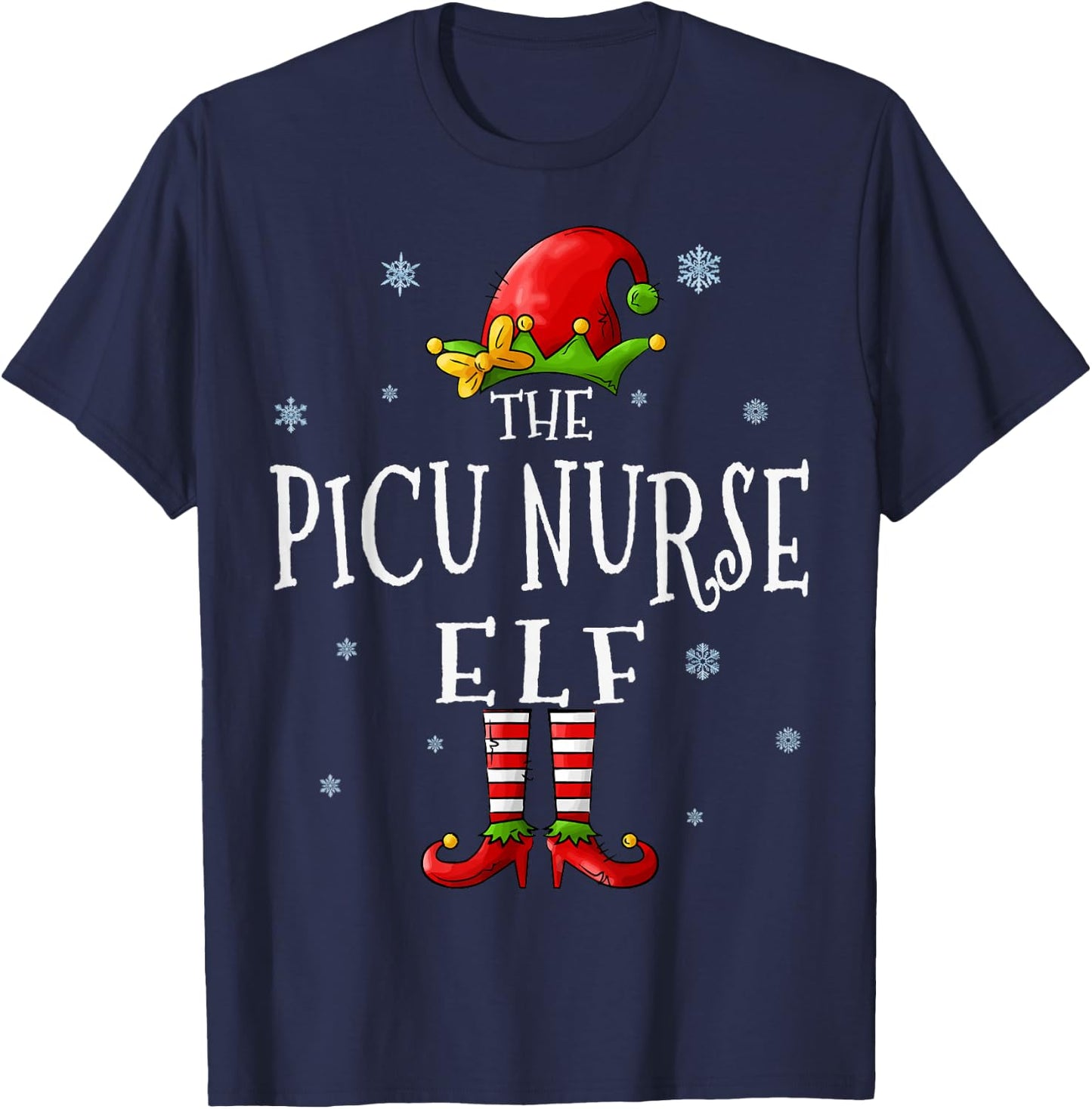 The Picu Nurse Elf Squad Funny Groupe Matching Christmas T-Shirt - T-Shirt | Navy