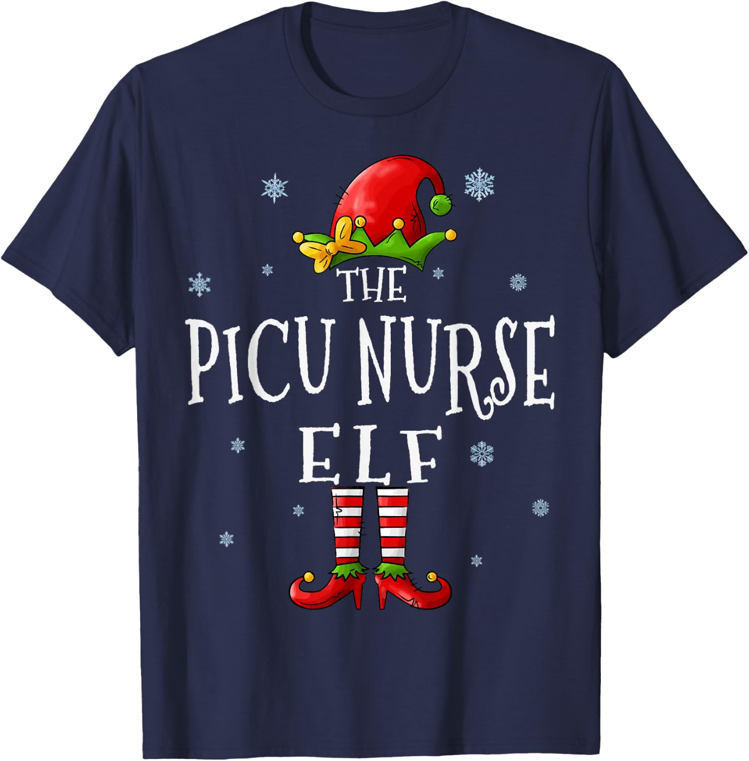 The Picu Nurse Elf Squad Funny Groupe Matching Christmas T-Shirt - T-Shirt | Navy