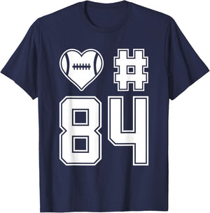 Love & Support Football Player Number 84 T-Shirt - T-Shirt | Navy