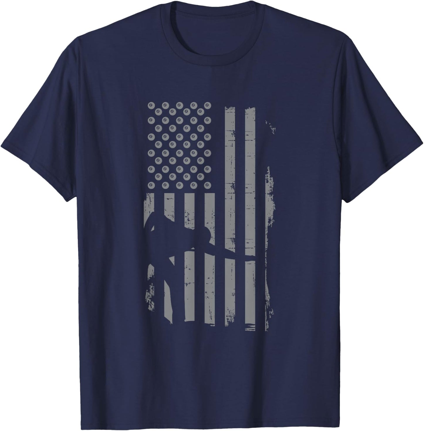 Retro American Flag Billiard Gift Pool Shooting Player T-Shirt - T-Shirt | Navy