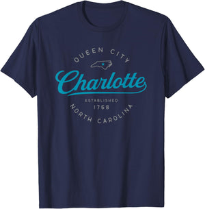 Charlotte NC Queen City North Carolina T-Shirt - T-Shirt | Navy