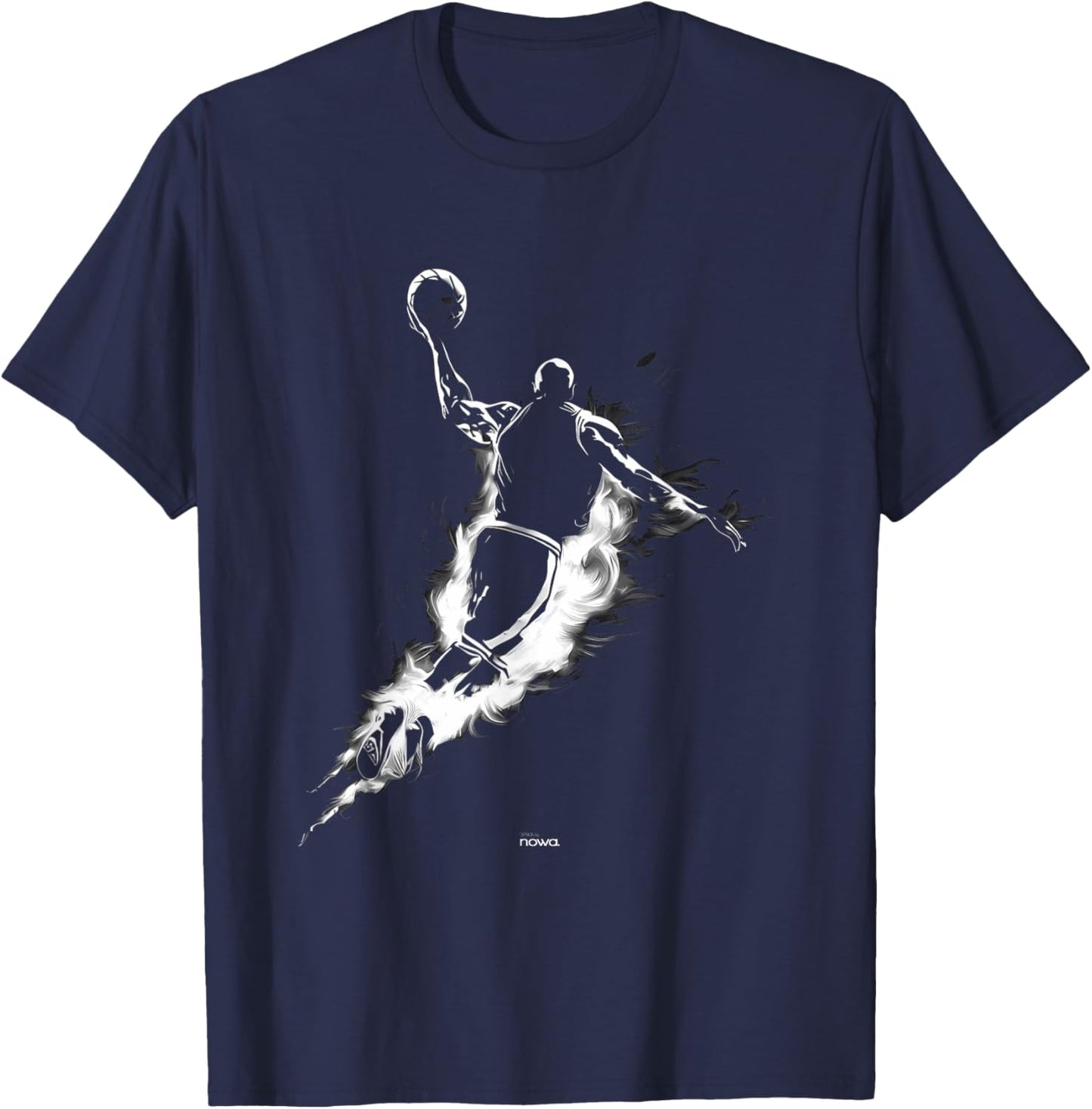 Basketball Hoop Jumping Flying Player Ready for Slam Dunk T-Shirt - T-Shirt | Navy