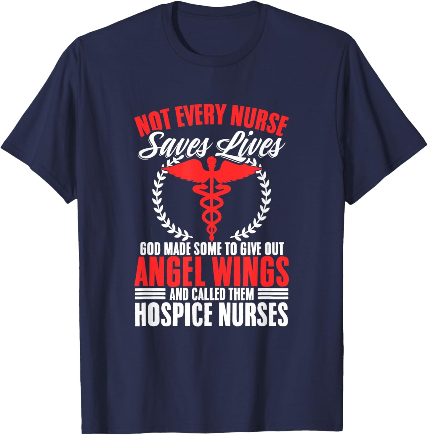 Medical Palliative Care Nurse Angel Wings Hospice Nurse T-Shirt - T-Shirt | Navy