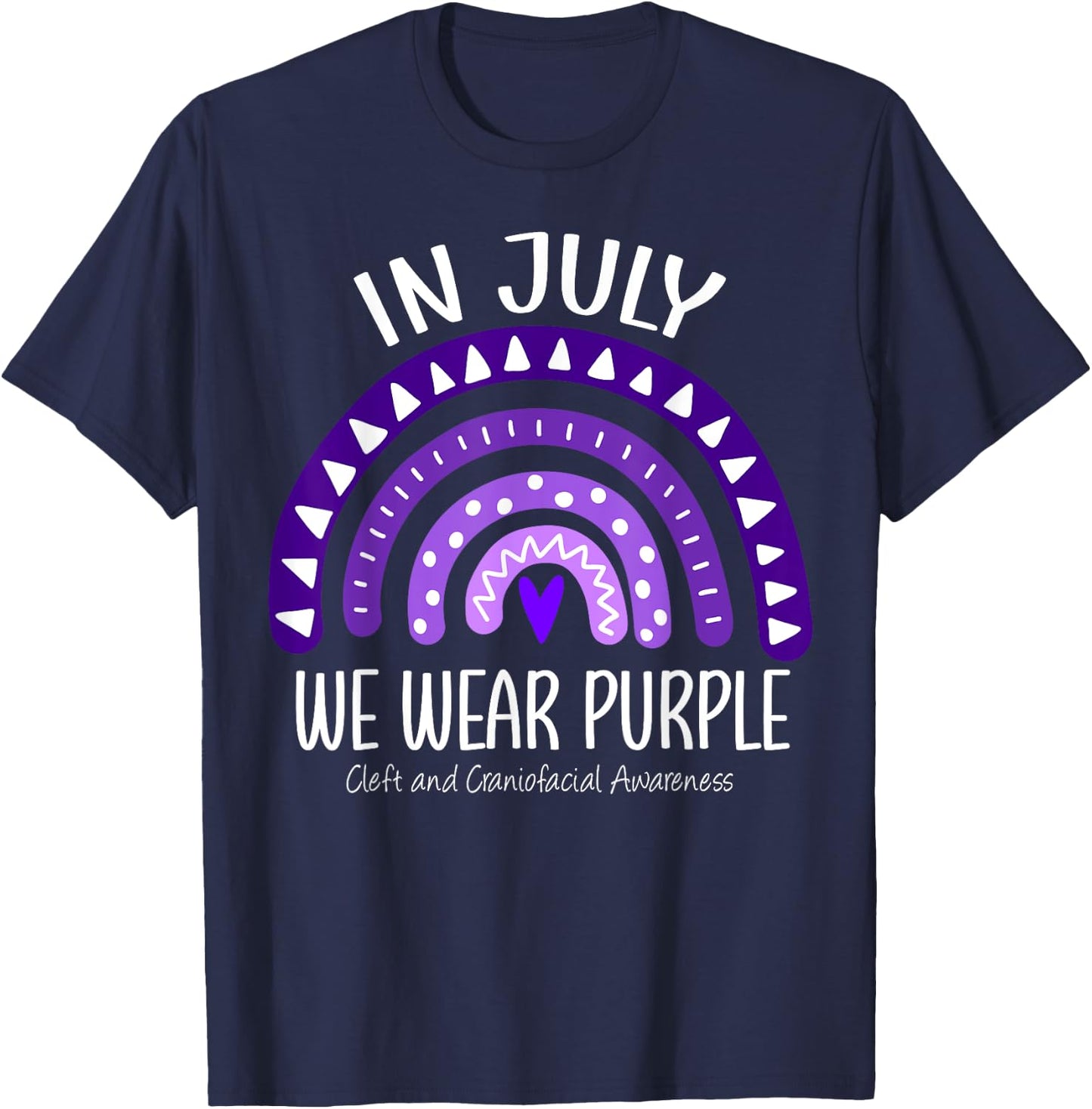 Rainbow July We Wear Purple Cleft and Craniofacial Awareness T-Shirt - T-Shirt | Navy