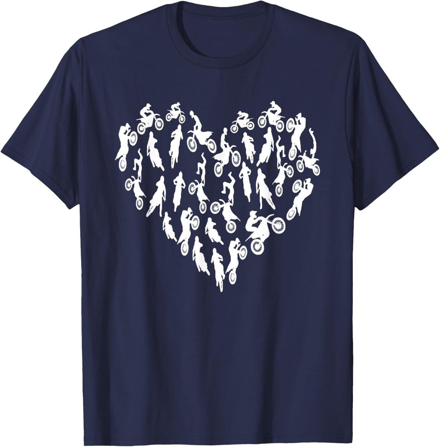 Motocross Heart - Valentines Day Hearts Dirt Bike Motocross T-Shirt - T-Shirt | Navy