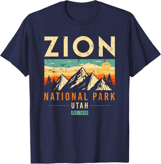 Zion Est 1919 Utah Vintage Retro National Park T-Shirt - T-Shirt | Navy