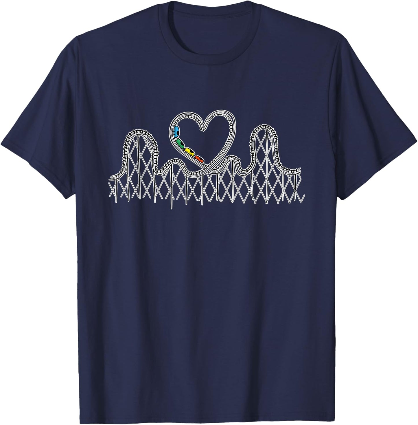 Rollercoaster Lover Gift Rollercoaster Thrilling Heart Gifts T-Shirt - T-Shirt | Navy