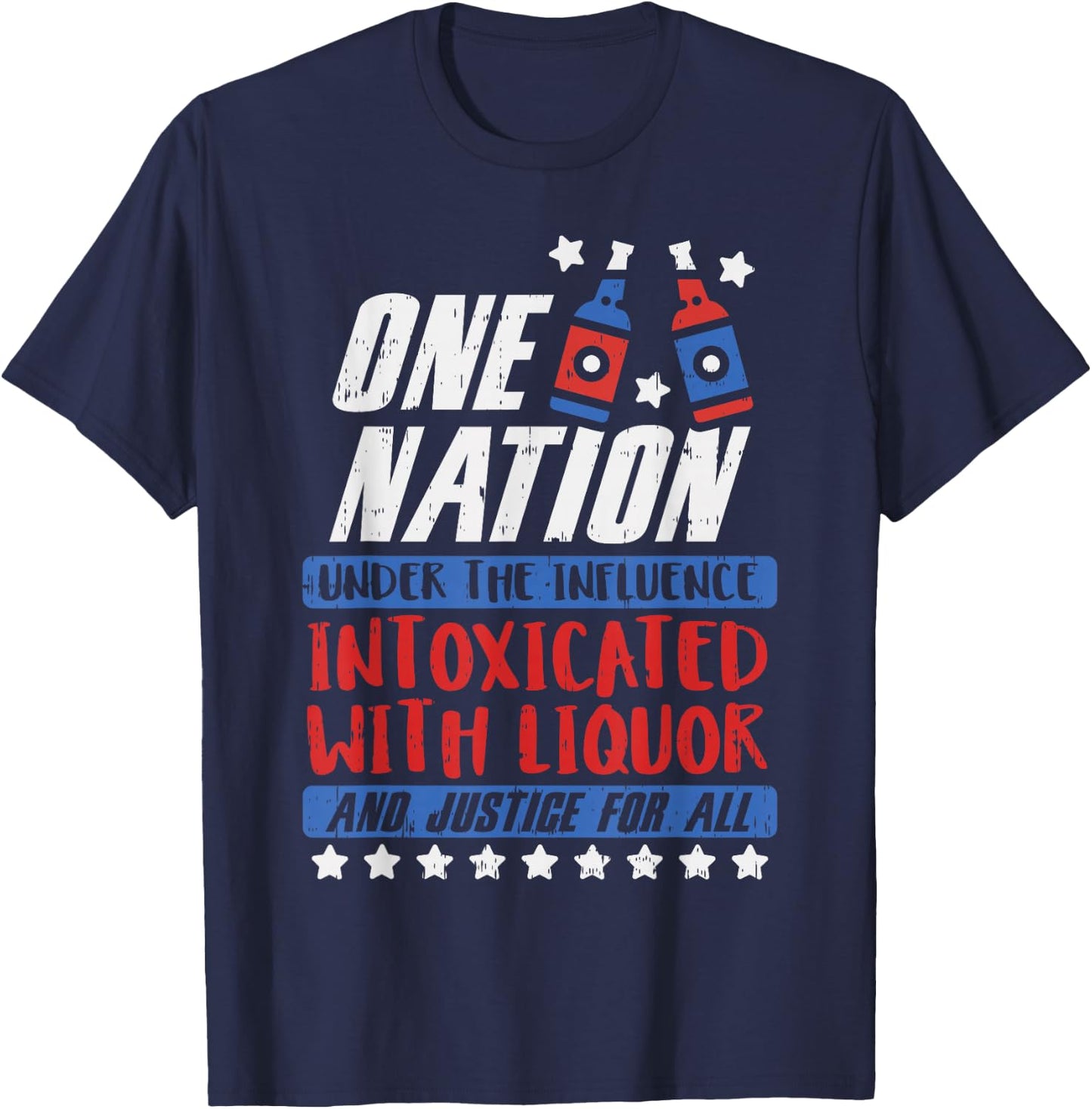One Nation Liquor Funny USA 4th Of July Party Drinking Team T-Shirt - T-Shirt | Navy