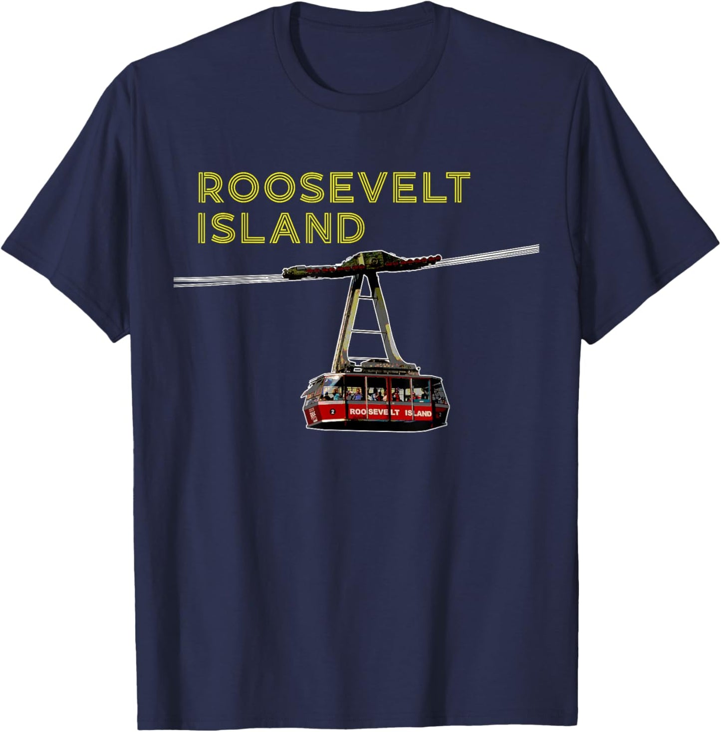Roosevelt Island Tramway New York NYC Neighborhood Retro T-Shirt - T-Shirt | Navy
