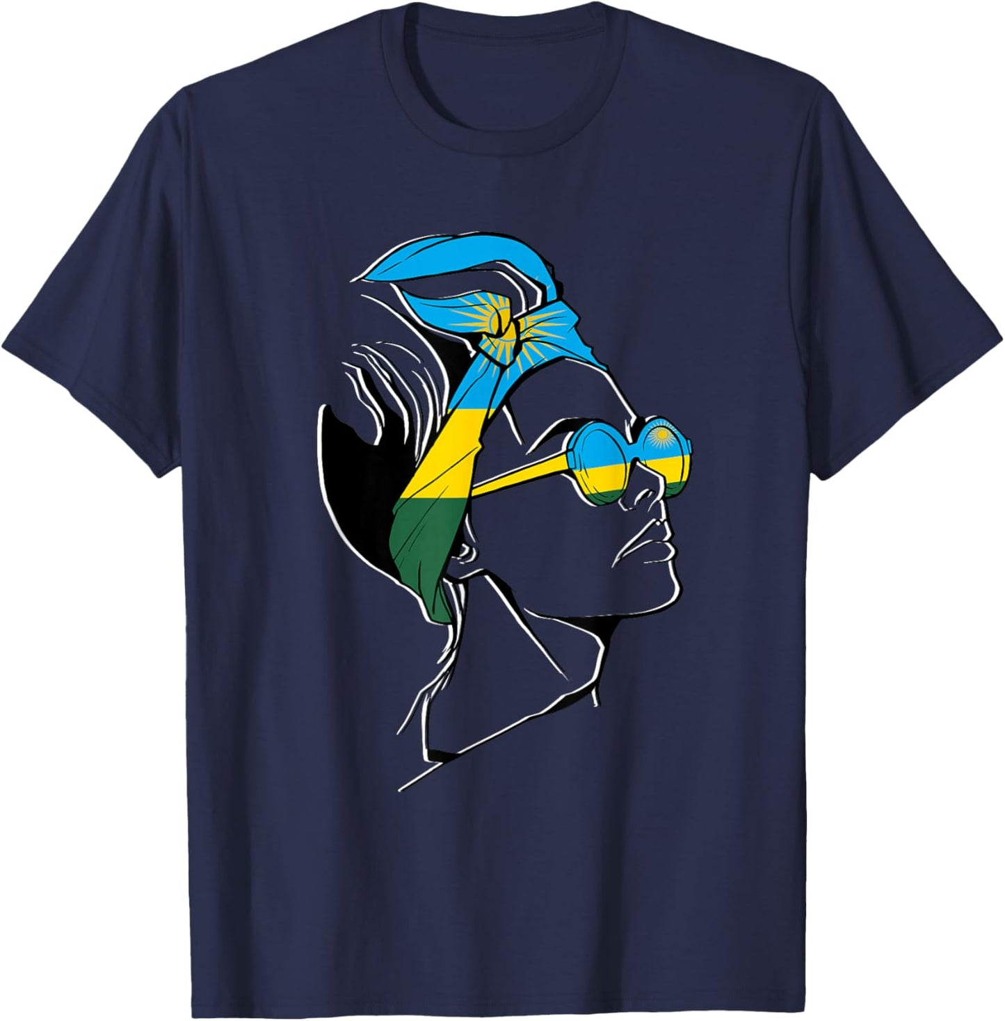 Rwanda Flag Woman Headscarf Rwandan Pride Rwandan Roots T-Shirt - T-Shirt | Navy