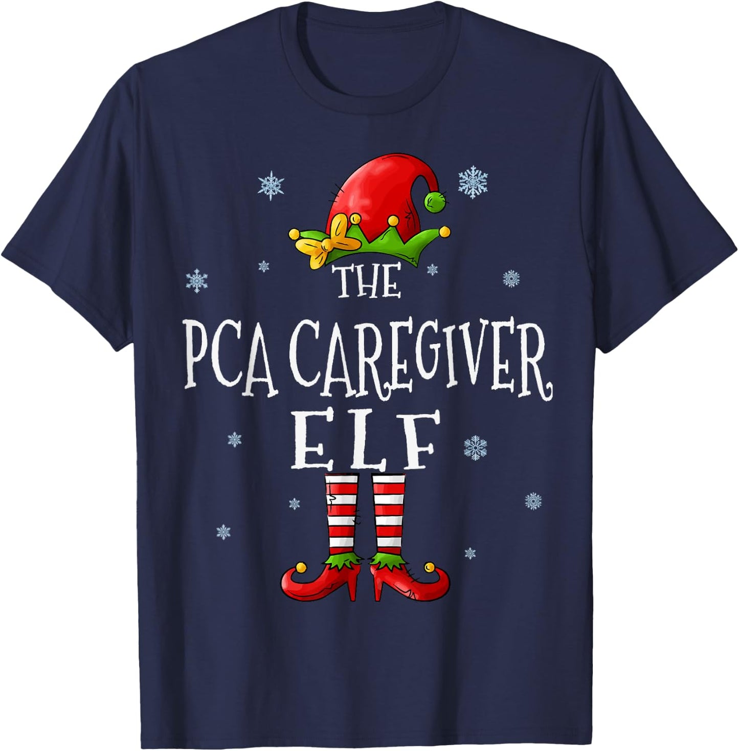 The PCA Caregiver Elf Squad Funny Groupe Matching Christmas T-Shirt - T-Shirt | Navy
