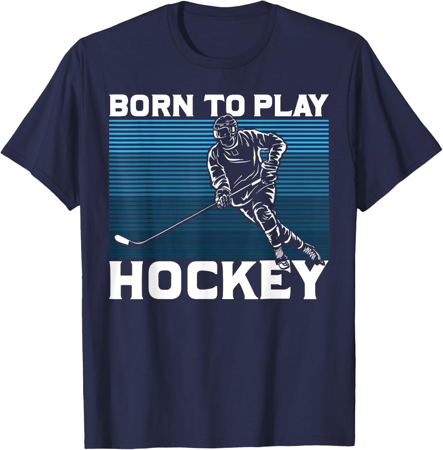 Ice Hockey Goalie Gift Born To Play Hockey T-Shirt - T-Shirt | Navy