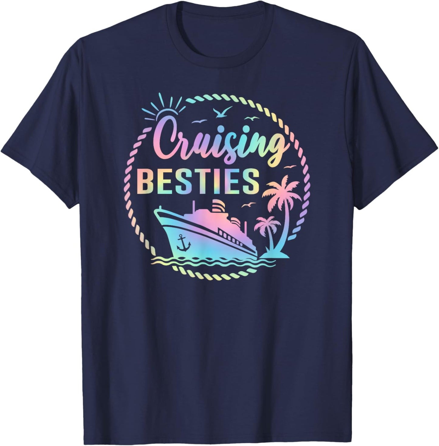 Cruising Besties Friends Cruise Besties Gone Cruising Trip T-Shirt - T-Shirt | Navy
