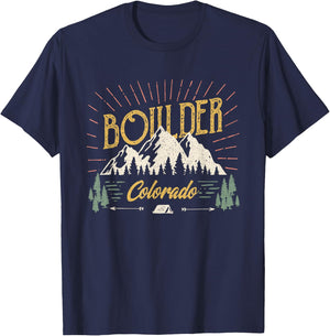 Mountains Boulder Colorado - Boulder CO T-Shirt - T-Shirt | Navy