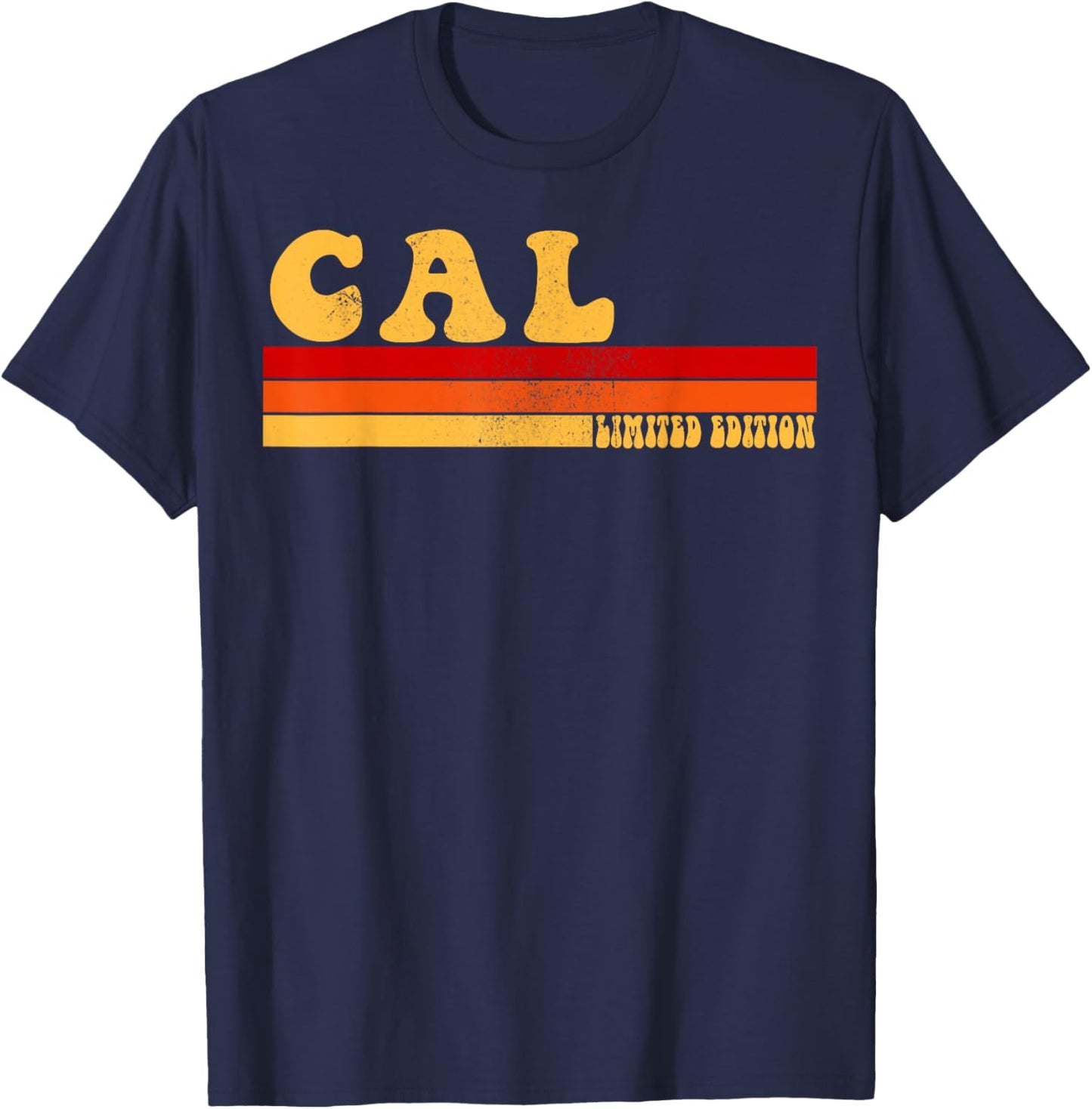 AmaStyle Co. CAL Name Personalized Idea Men Retro Vintage CAL , Small, Black T-Shirt - T-Shirt | Navy