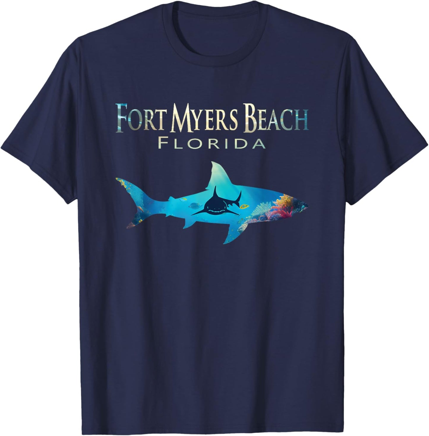 Fort Myers Beach Retro Fort Myers Beach Fl Shark Women Kids T-Shirt - T-Shirt | Navy