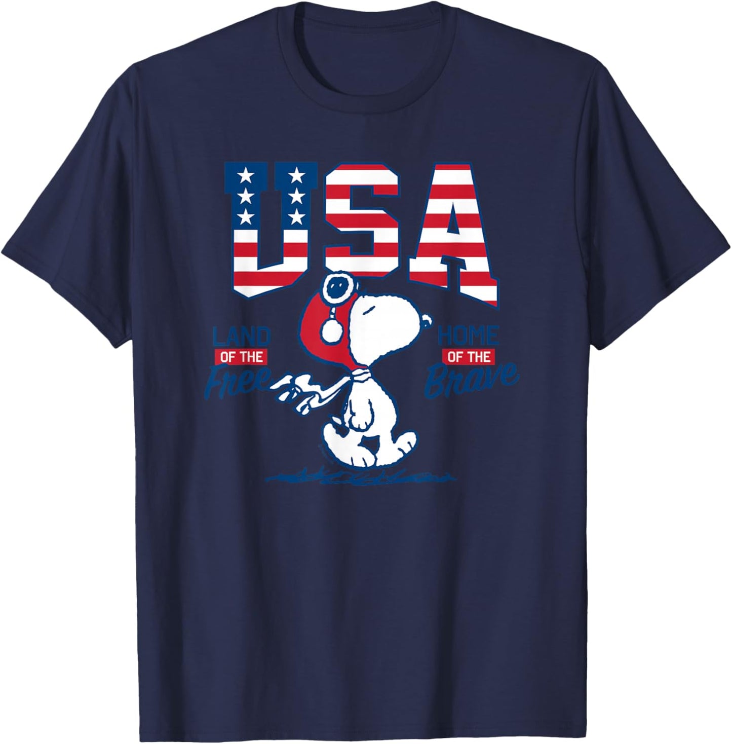 Peanuts - USA Snoopy Free Brave T-Shirt - T-Shirt | Navy