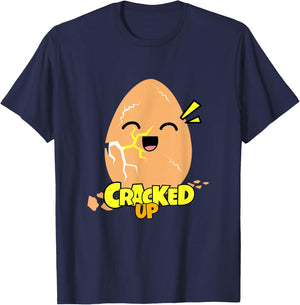 Cracked Up Laughing Egg Hilarious Humor Funny T-Shirt - T-Shirt | Navy