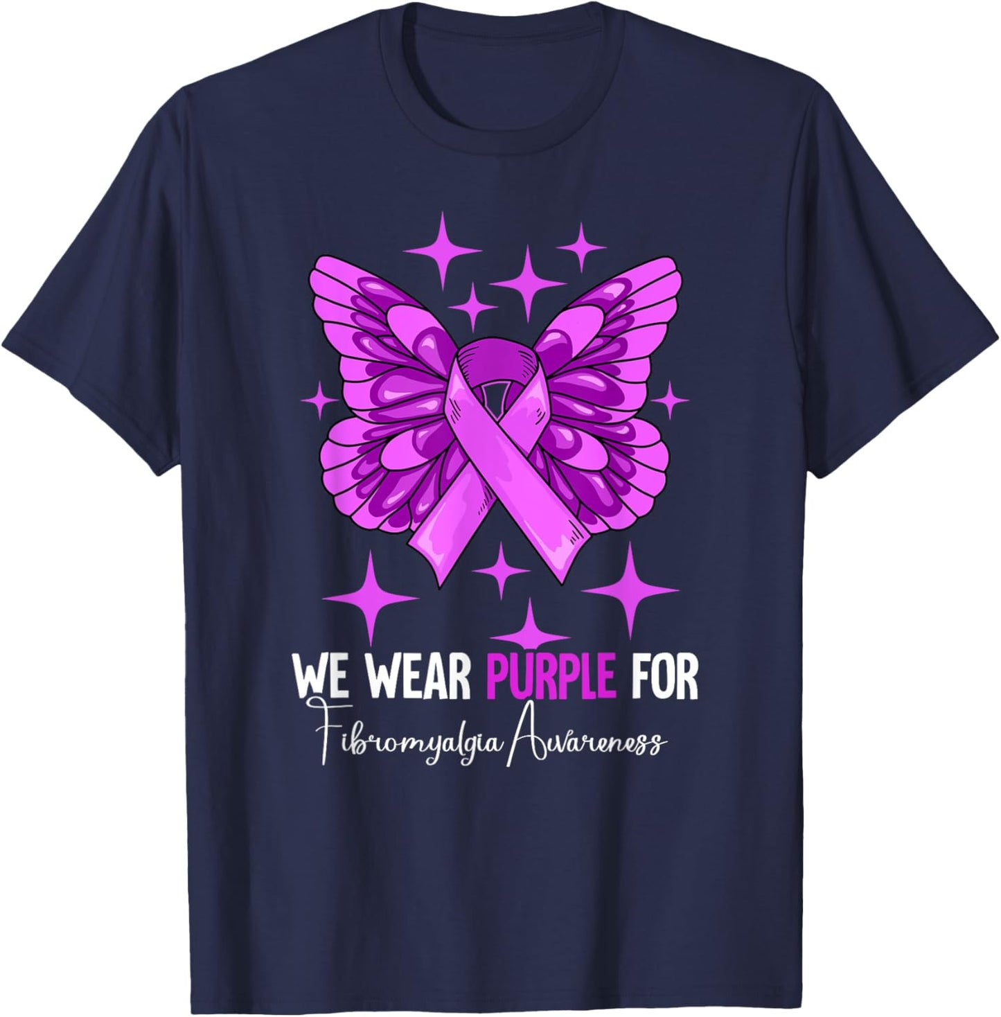 Fibromyalgia Gifts Fibromyalgia Awareness - -Adults, Black, Small, Short Sleeve T-Shirt - T-Shirt | Navy