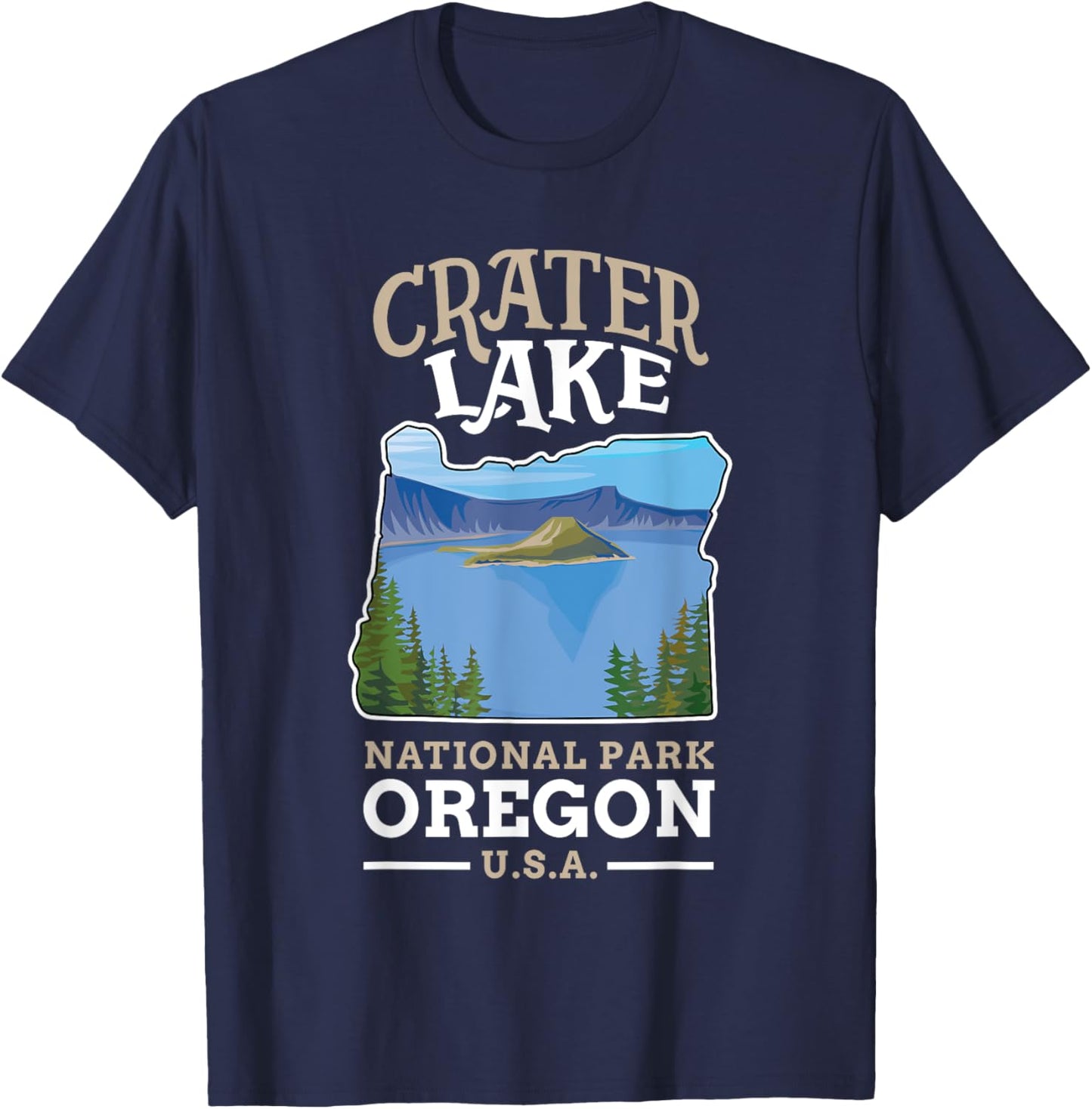Crater Lake National Park US Oregon T-Shirt - T-Shirt | Navy