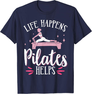 Life Happens Pilates Helps T-Shirt - T-Shirt | Navy