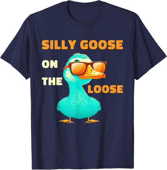 Silly Goose On The Loose Funny Cute Bird Lover Boys Girls T-Shirt - T-Shirt | Navy