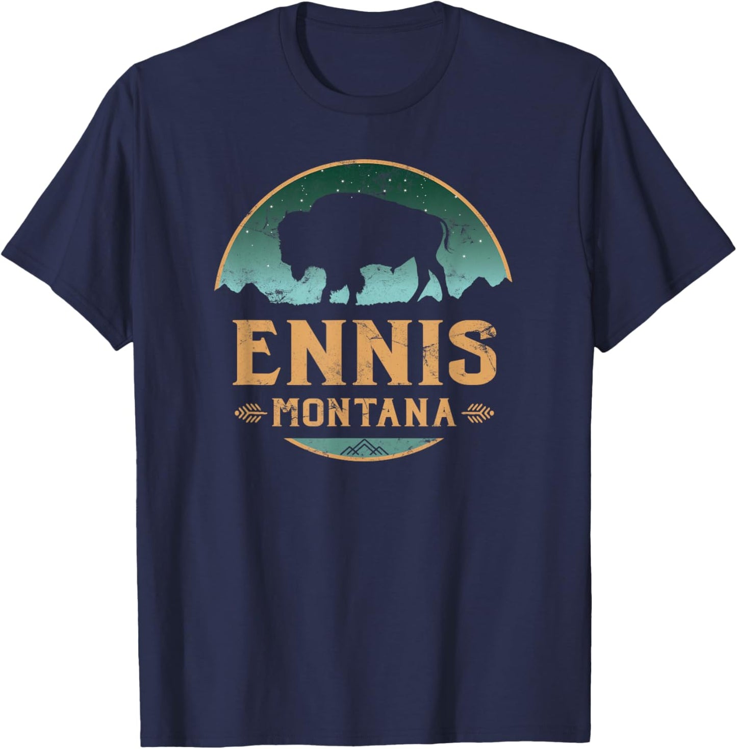 Ennis Montana MT Buffalo Bison T-Shirt - T-Shirt | Navy