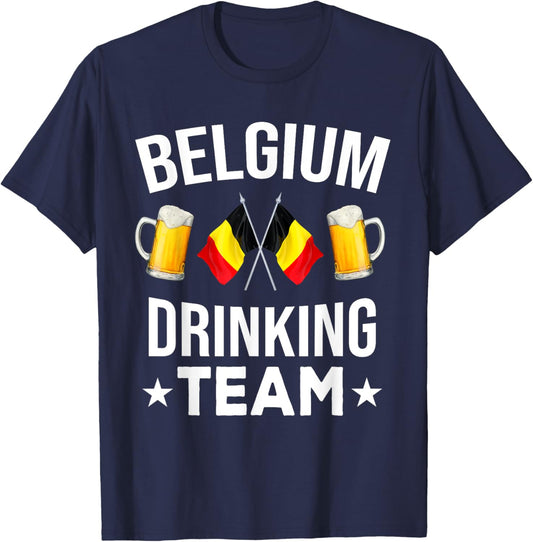 Belgium drinking team beer fests Belgian Funny T-Shirt - T-Shirt | Navy