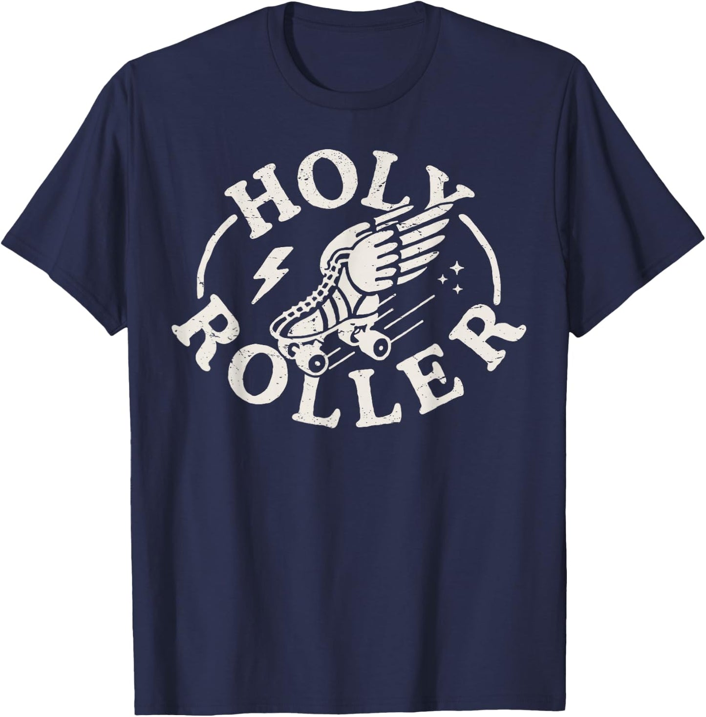 Holy Roller Skating Skater Skate Shoes Retro Vintage 70s/80s T-Shirt - T-Shirt | Navy