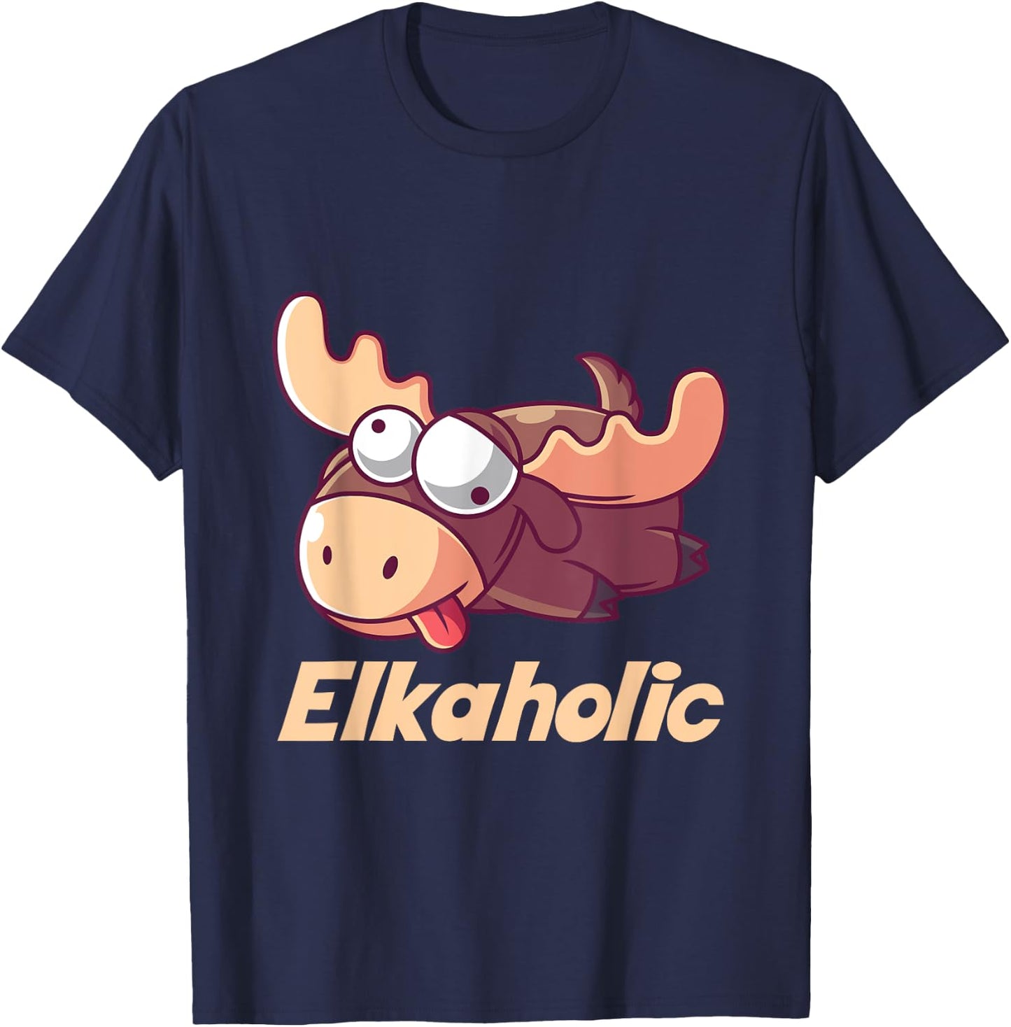 Elkaholic Funny Alcoholic Shirt T-Shirt - T-Shirt | Navy
