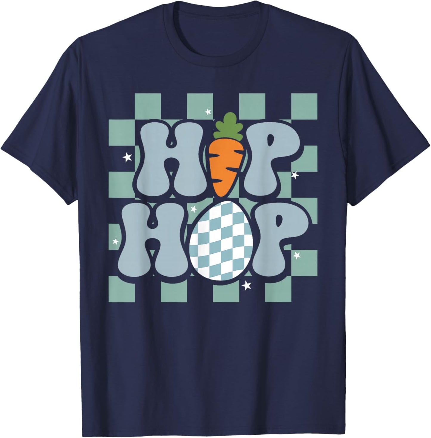 Hip Hop Easter Shirt Women Girls Leopard Print Plaid Bunny T-Shirt - T-Shirt | Navy