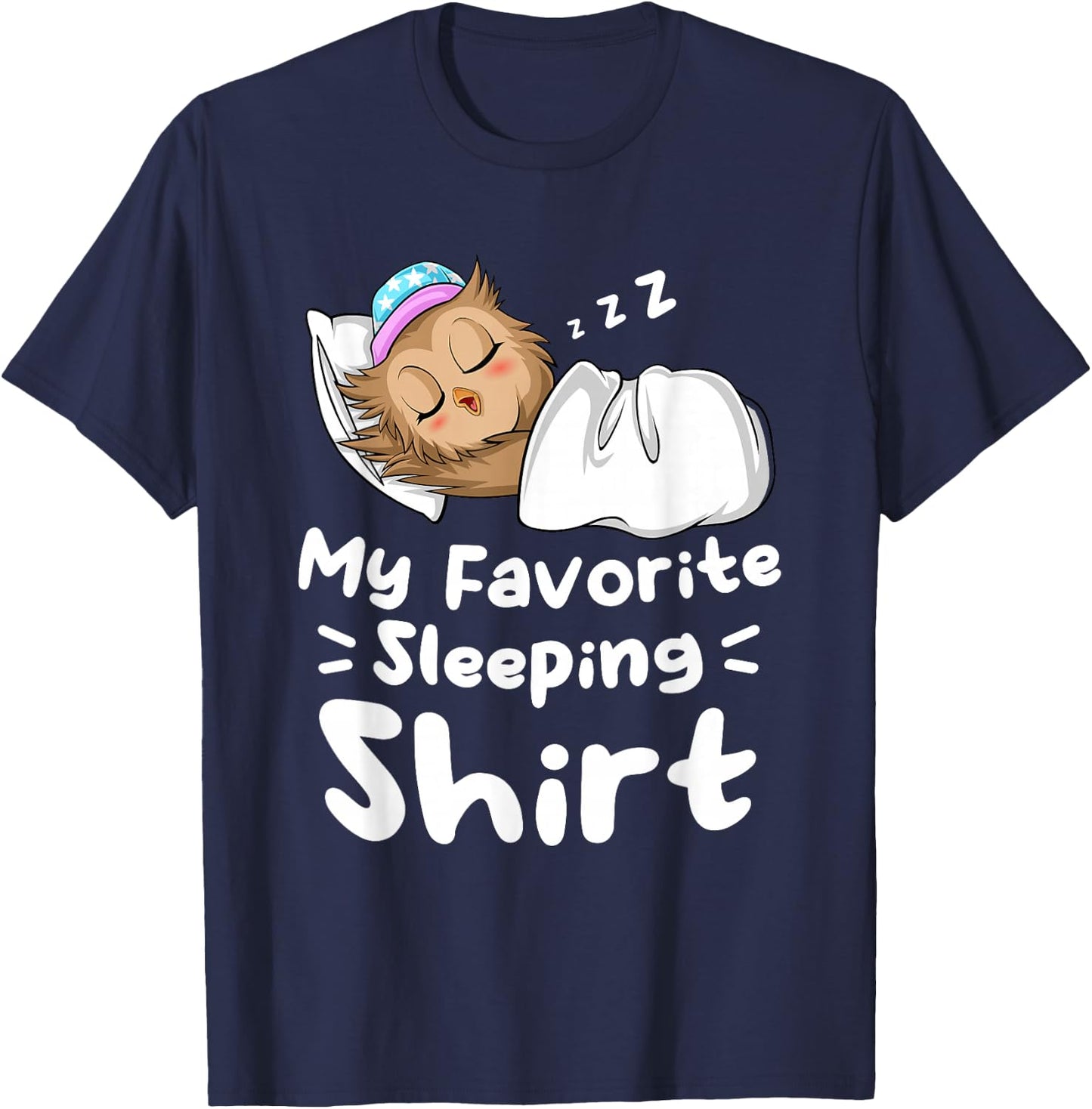 My Favorite Sleeping Shirt Cute Nap Owl T-Shirt - T-Shirt | Navy