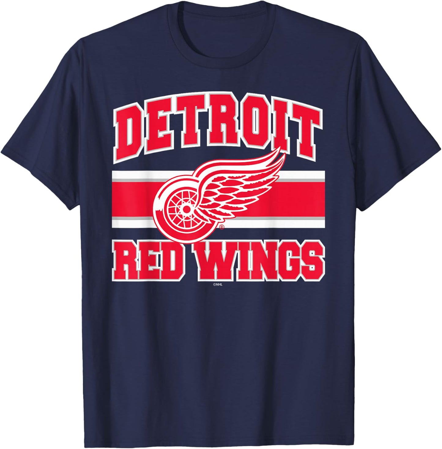 Detroit Red Wings Stripe Black Officially Licensed T-Shirt - T-Shirt | Navy